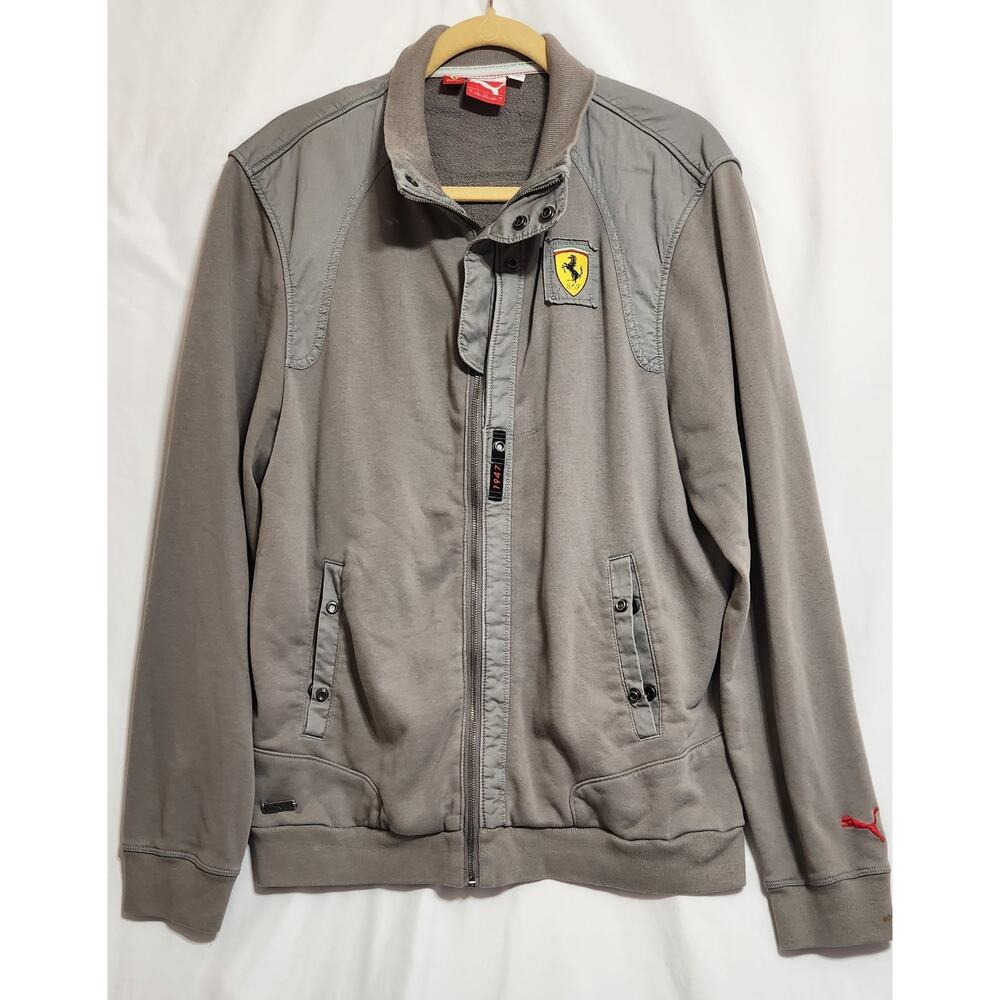 Puma Scuderia Ferrari Jacket‎ Men size L Gray RARE One Stain Left Wrist See Pics